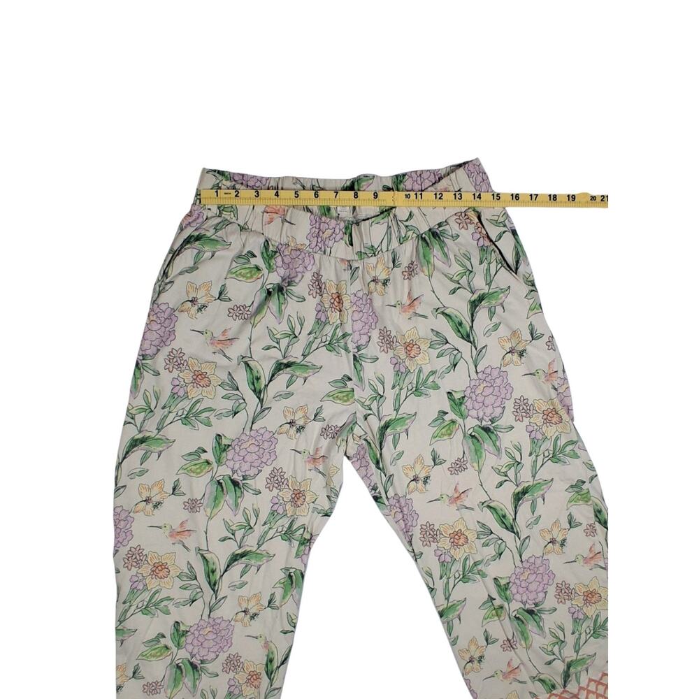 Pact Staycation Sleep Pants Womens XL Organic Cotton Floral Hummingbird Wide Leg - Picture 7 of 8